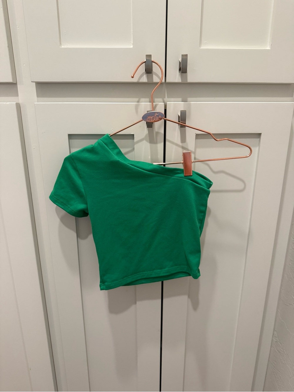 Green One-Shoulder Kids Dance Top